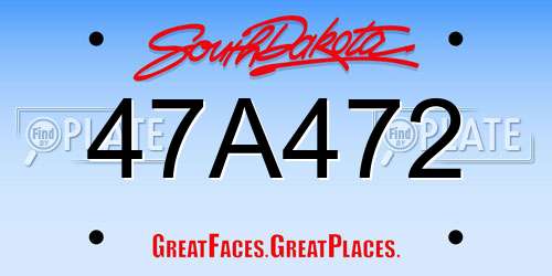 47A472 South Dakota License Plate