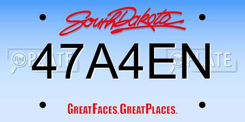 47A4EN South Dakota License Plate