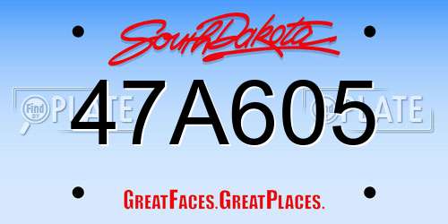 47A605 South Dakota License Plate
