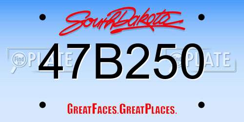 47B250 South Dakota License Plate