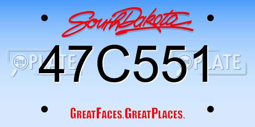 47C551 South Dakota License Plate