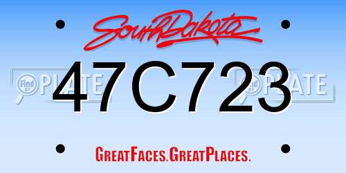 47C723 South Dakota License Plate