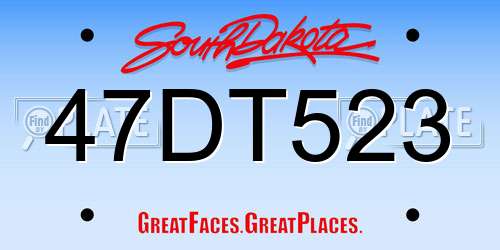 47DT523 South Dakota License Plate