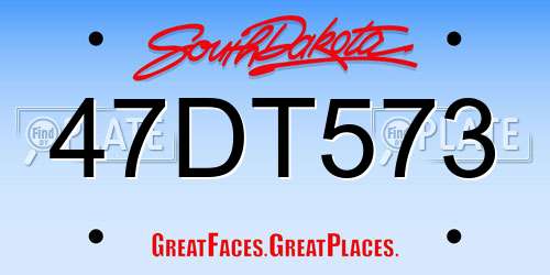 47DT573 South Dakota License Plate