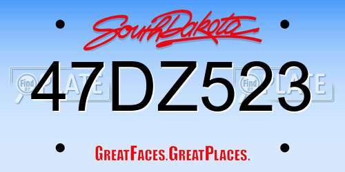 47DZ523 South Dakota License Plate