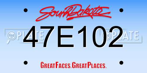 47E102 South Dakota License Plate