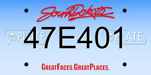 47E401 South Dakota License Plate