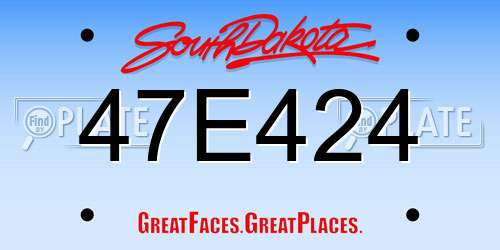 47E424 South Dakota License Plate
