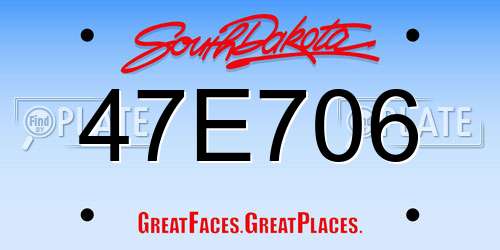 47E706 South Dakota License Plate