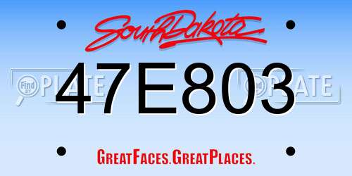 47E803 South Dakota License Plate
