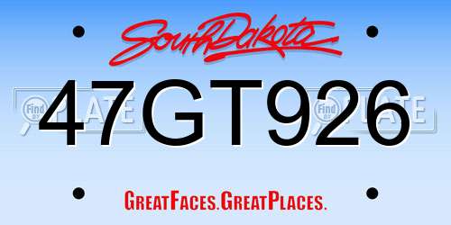 47GT926 South Dakota License Plate