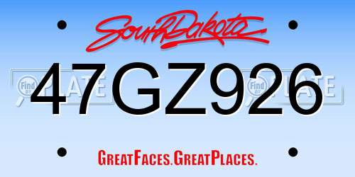 47GZ926 South Dakota License Plate