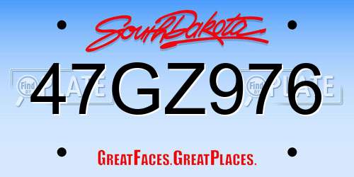 47GZ976 South Dakota License Plate