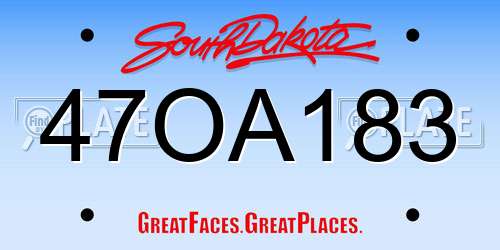 47OA183 South Dakota License Plate