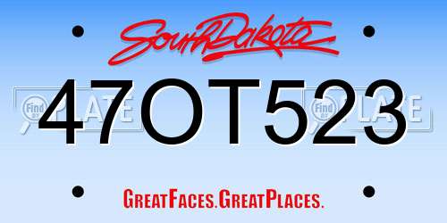 47OT523 South Dakota License Plate