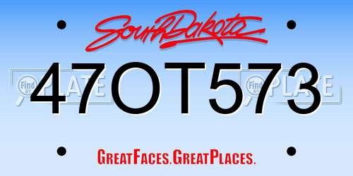 47OT573 South Dakota License Plate