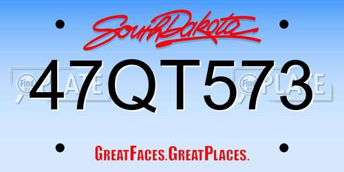 47QT573 South Dakota License Plate