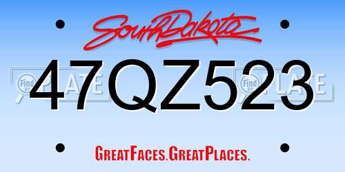 47QZ523 South Dakota License Plate