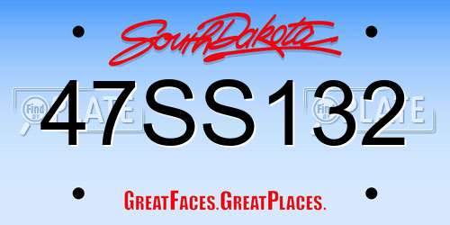 47SS132 South Dakota License Plate