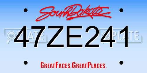 47ZE241 South Dakota License Plate
