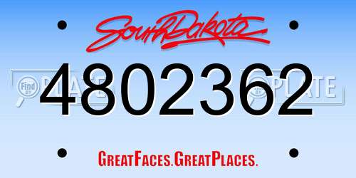 4802362 South Dakota License Plate