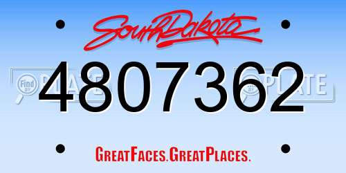 4807362 South Dakota License Plate