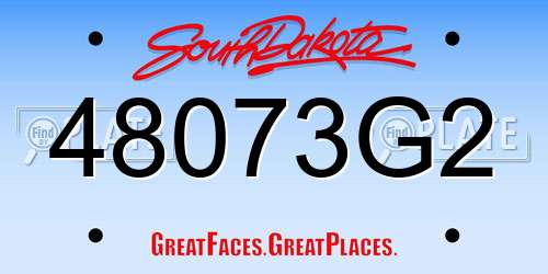 48073G2 South Dakota License Plate