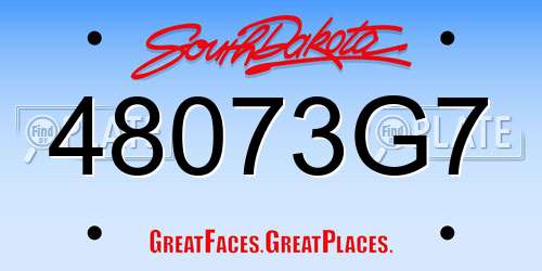 48073G7 South Dakota License Plate