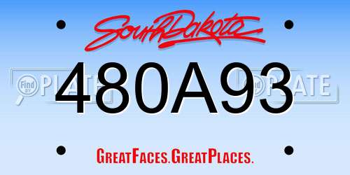 480A93 South Dakota License Plate