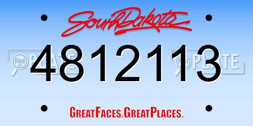 4812113 South Dakota License Plate