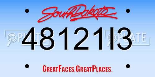48121I3 South Dakota License Plate