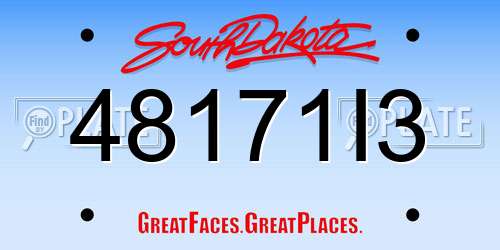48171I3 South Dakota License Plate