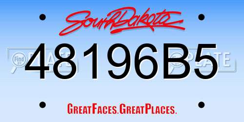 48196B5 South Dakota License Plate