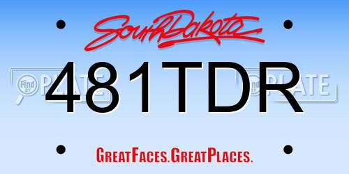 481TDR South Dakota License Plate