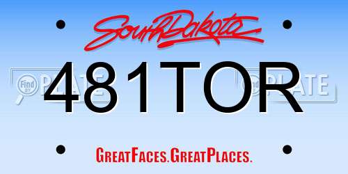 481TOR South Dakota License Plate