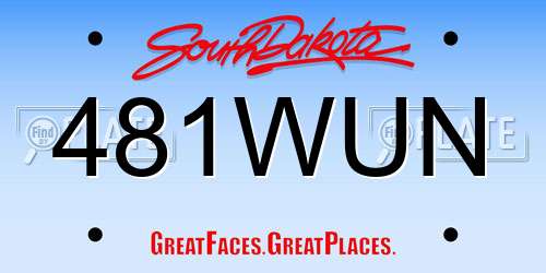 481WUN South Dakota License Plate