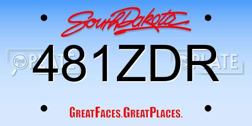 481ZDR South Dakota License Plate