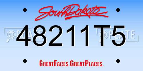 48211T5 South Dakota License Plate