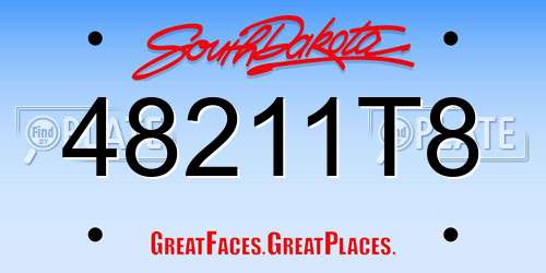 48211T8 South Dakota License Plate