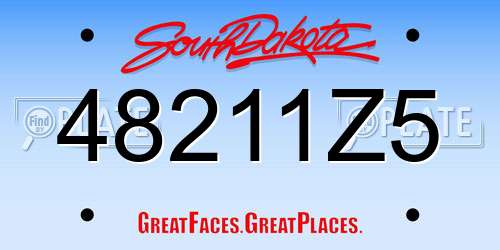 48211Z5 South Dakota License Plate