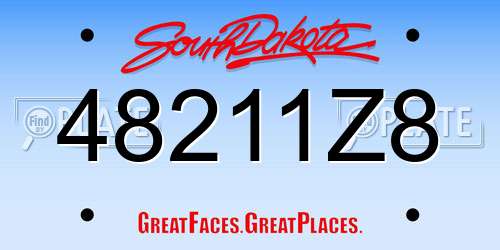 48211Z8 South Dakota License Plate