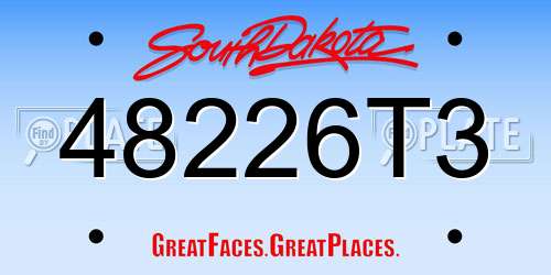48226T3 South Dakota License Plate