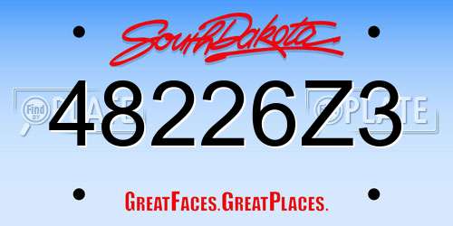 48226Z3 South Dakota License Plate