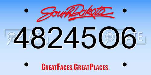 48245O6 South Dakota License Plate