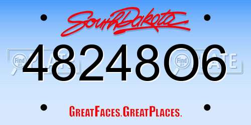 48248O6 South Dakota License Plate