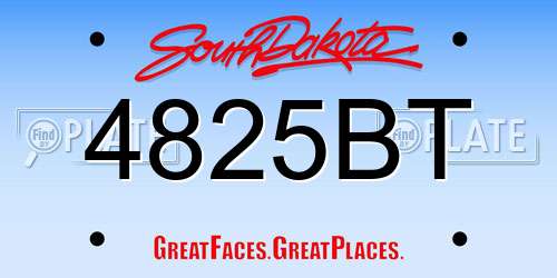 4825BT South Dakota License Plate