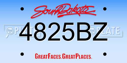 4825BZ South Dakota License Plate