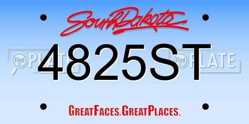 4825ST South Dakota License Plate