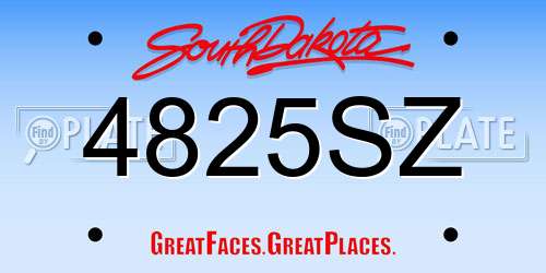 4825SZ South Dakota License Plate