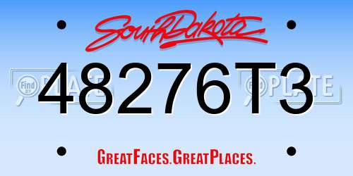 48276T3 South Dakota License Plate